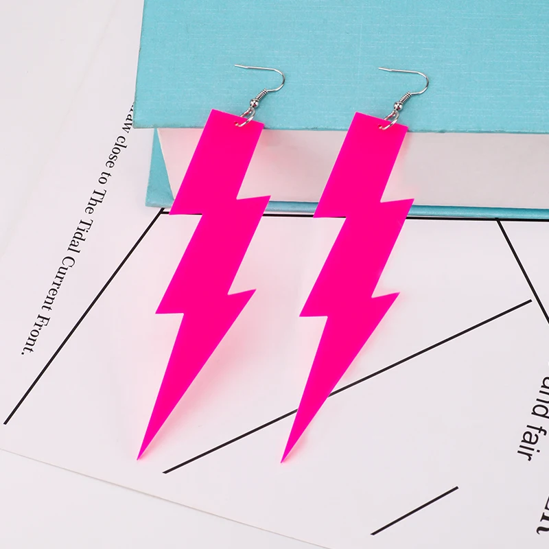 Простые акриловые длинные серьги в виде молнии для ночного клуба, серьги в стиле хип-хоп, геометрические серьги-гвоздики для женщин, гранж, аксессуары
