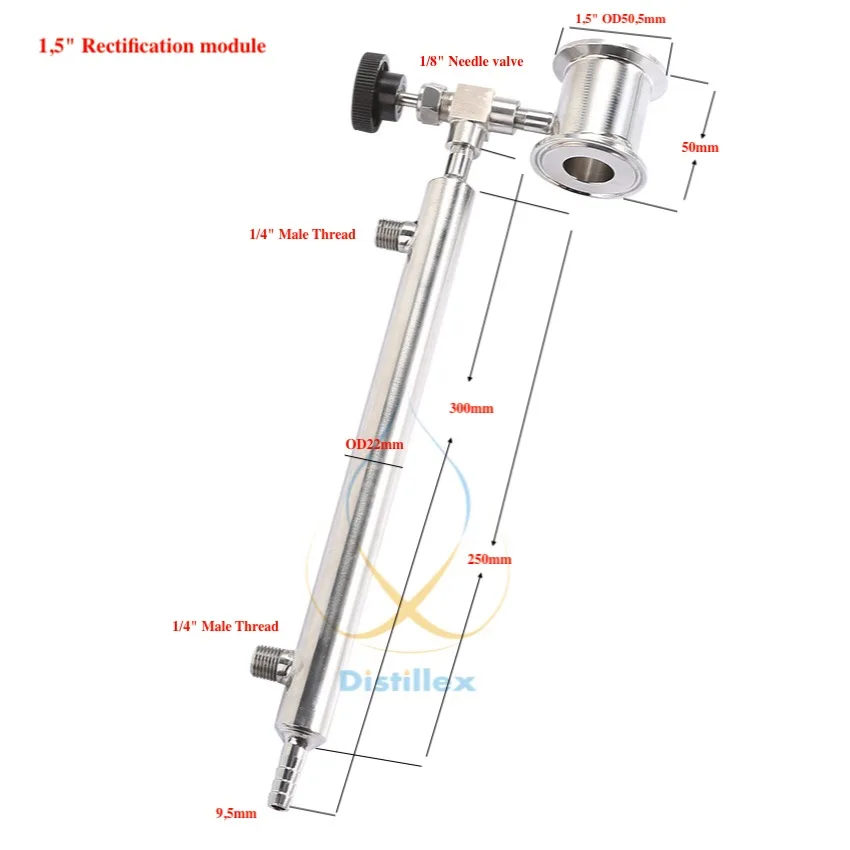 1," OD50.5mm Узел отбора с конденсатором, Ректификация, Нержавеющая Сталь 304