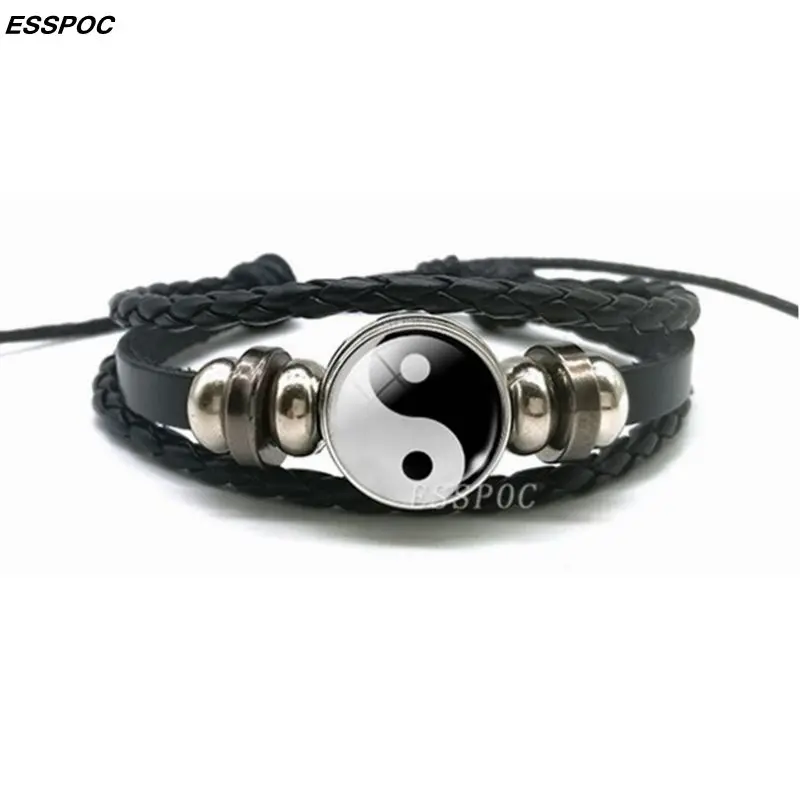 Винтажный Браслет Tai Chi Ying Yang искусственная кожа модный мужской и женский браслет