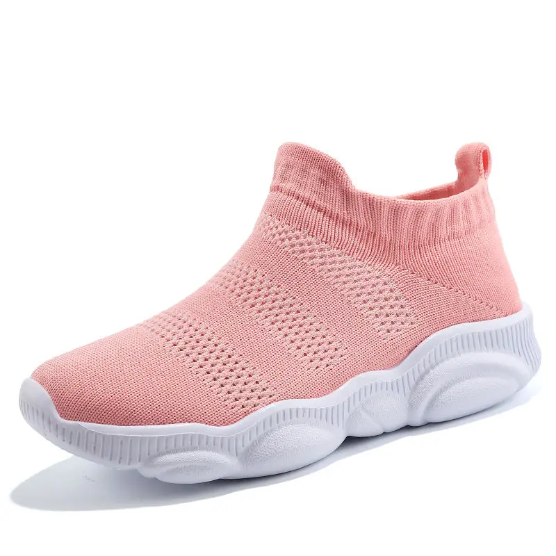 Pink Sialia сетчатая детская обувь для девочек кроссовки для мальчиков повседневная обувь Детские кроссовки дышащие Flyknit спортивная обувь для улицы обувь - Цвет: Pink