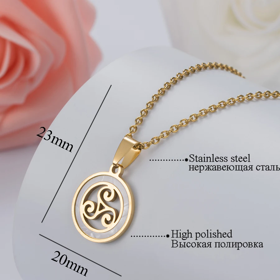 HOBBORN Women Men Teen Wolf Pendant Necklace Stainless Steel Shell Triskele Triskelion Allison Argent Choker Cosplay Necklaces