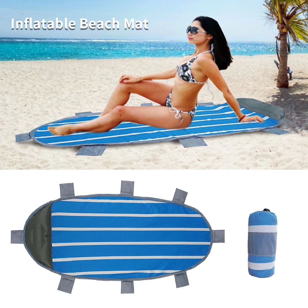 

Folding Camping Picnic Mat Beach Blanket Outdoor Portable Beach Pad Sand Proof Mat Hiking Mat With Inflatable Pillow 82x37Inch