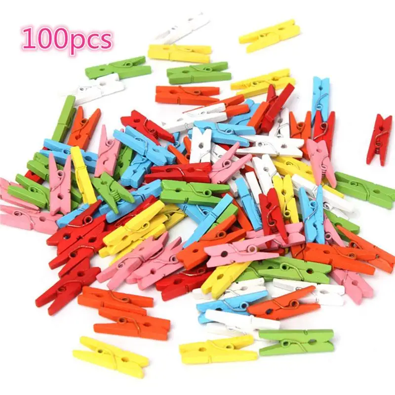 

2.5cm Mini Wooden Craft Pegs Clothes Paper Photo Hanging Spring Clips for Message Cards