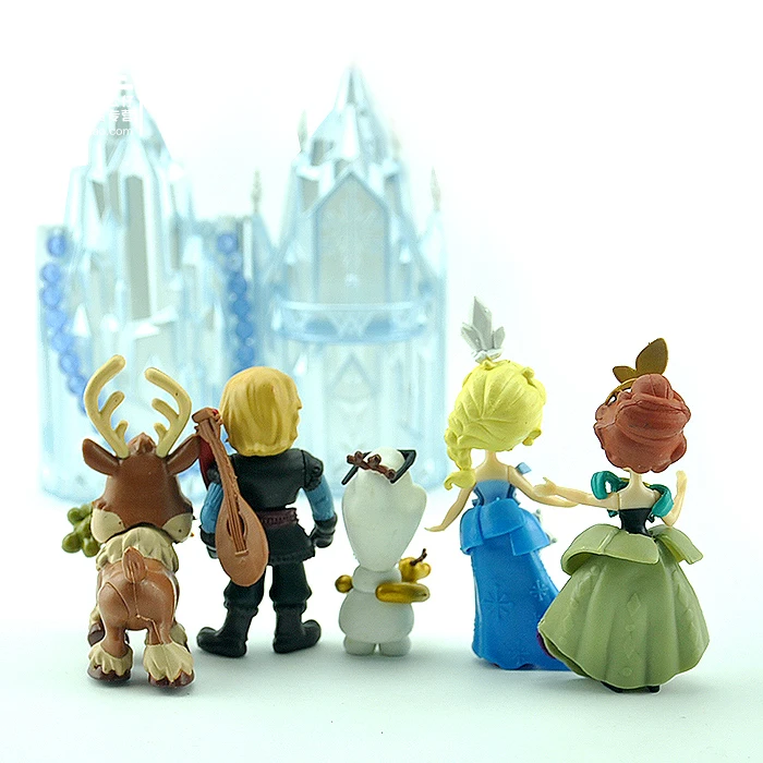 Disney Toys 6 шт./лот 16 см Эльза Анна принцесса замок Ледяной дворец престол ПВХ фигурка