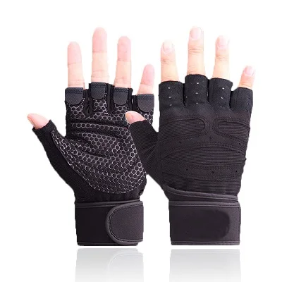 Sports Gym Gloves for Powerlifting Bodybuilding Training Exercise Men Weights Lifting Gloves Workout Gloves Gym Dumbbell Guantes - Цвет: gym black bb gloves