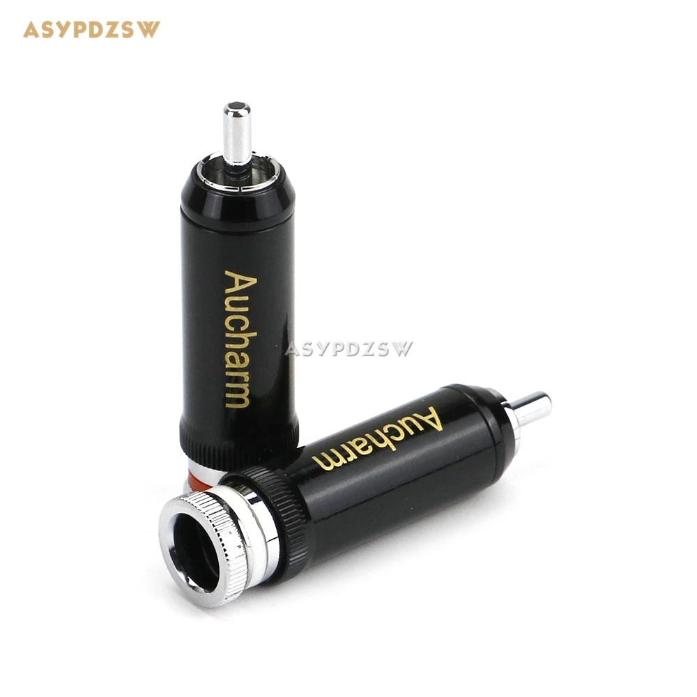 

2 PCS copper rhodium plating Lotus plug HIFI Audio amplifier Lockable RCA plug