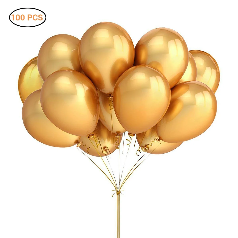 Balões de látex metálicos de ouro, bolas de ar infláveis de pérola para decoração de festa de aniversário e casamento, 100 peças