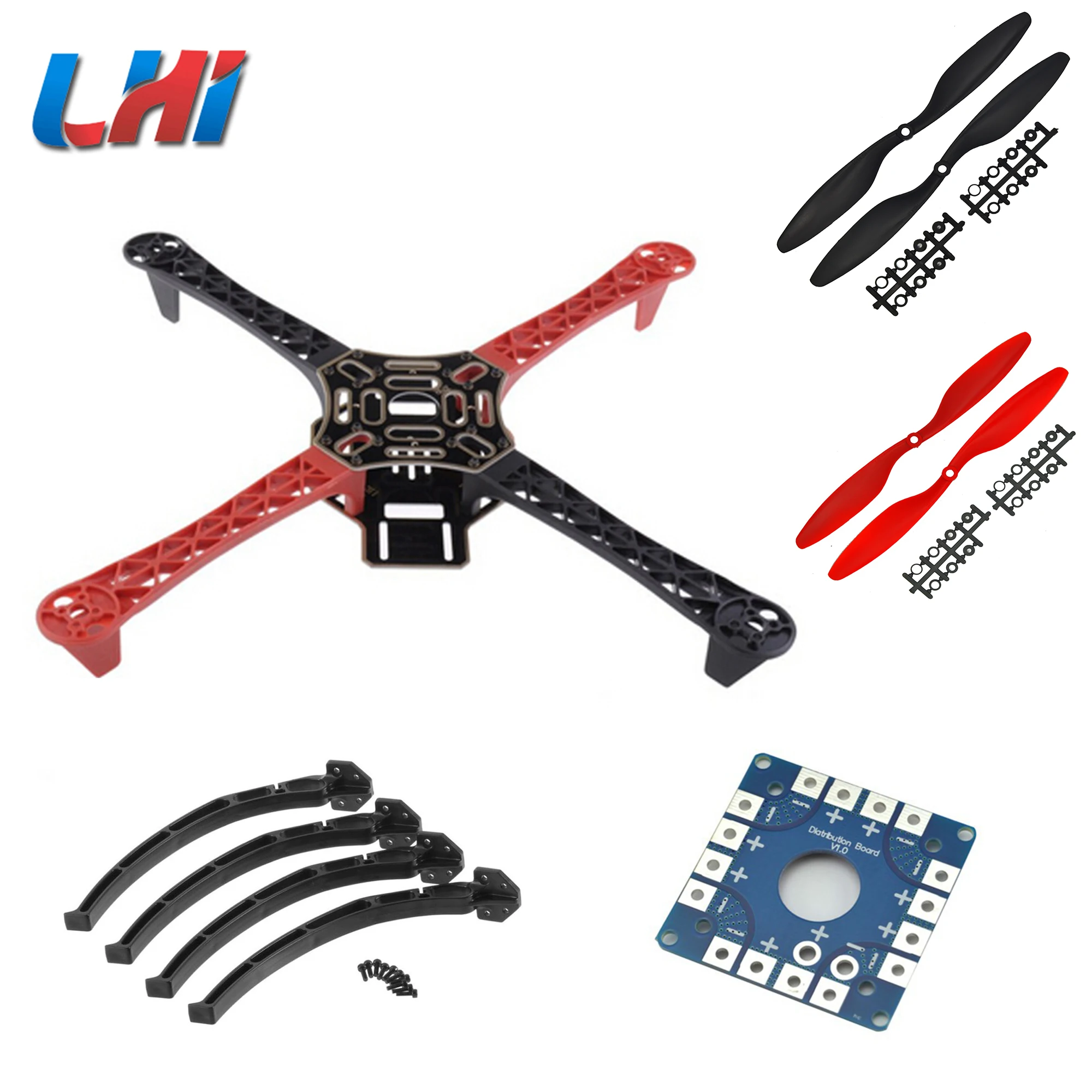 F450 рамка PCB W/черное шасси + 1045 Пропеллер для F550 SK480 FPV|1045 propeller|f450 framelanding gear |