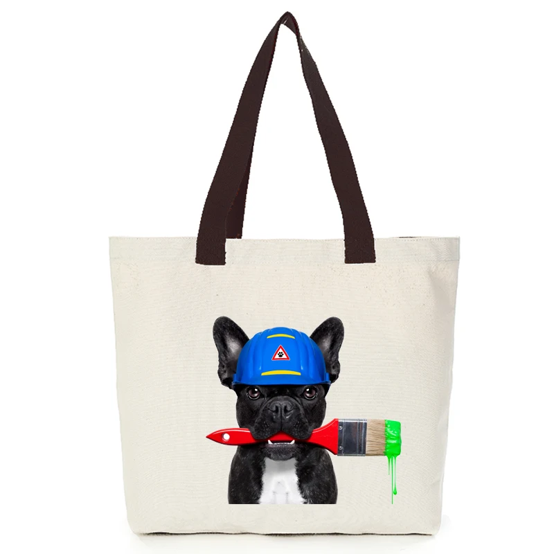 Origina cool dog series canvas custom tote bag customize eco bags diy logo shopping bag with logo  Dachshund Shepherd Dog Poodle (10)