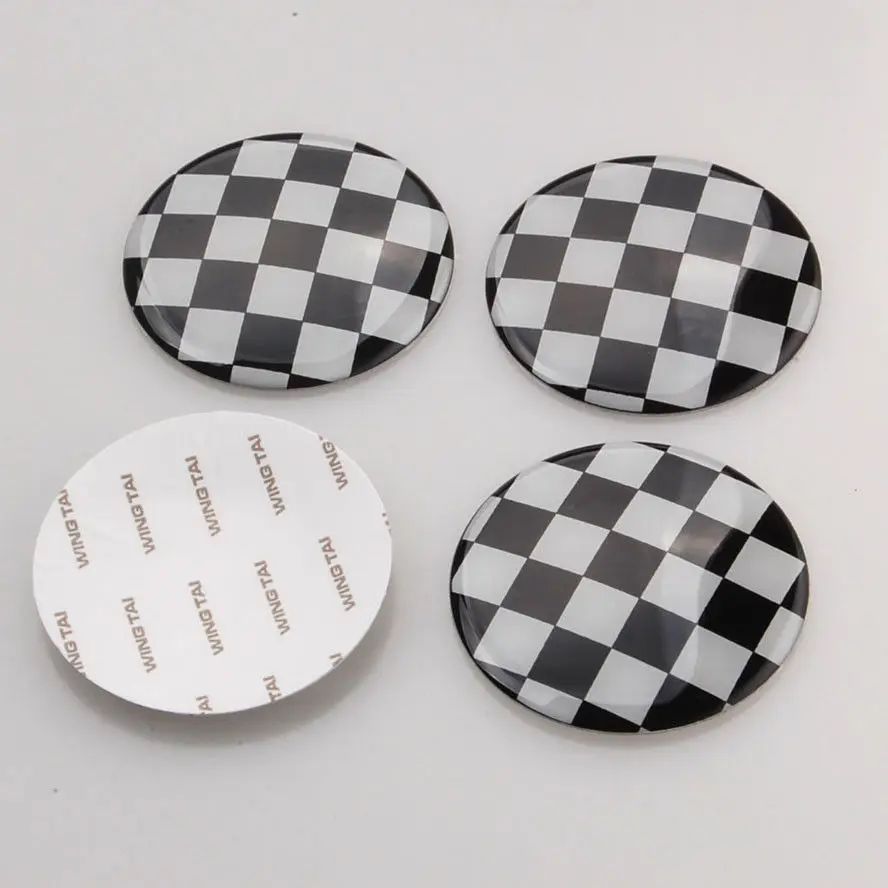 

BBQ@FUKA 4x 52mm Checkered Pattern Flag Car Wheel Center Hub Cap Covers Decal Emblem Styling Sticker Fit For Mini Cooper
