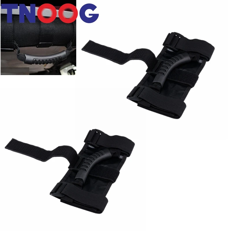 

TNOOG For Jeep Wrangler CJ YJ TJ LJ JK JL Premium Quality Roll Bar Accessories Roll Bar Grab Handles 2 Pack