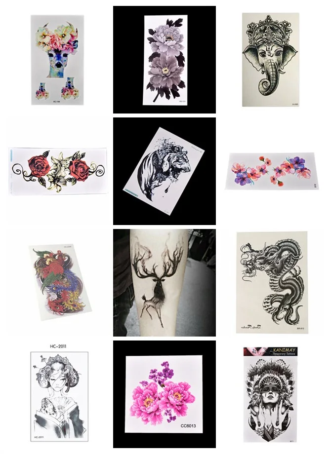 Flower/Aniaml Transfer Tattoo Stickers Women Men Body Art Temporary Tattoo Beautiful Girl Chest Waist Tattoos Hot Sale