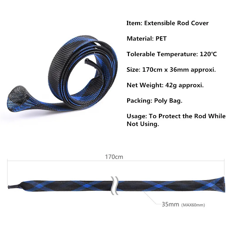 Highly Elastic Fishing Rod Cover for Casting Fishing Rods 170CMx30CM PET Sleeve Tip Protector Sock Bag Fishing Accessories (7)