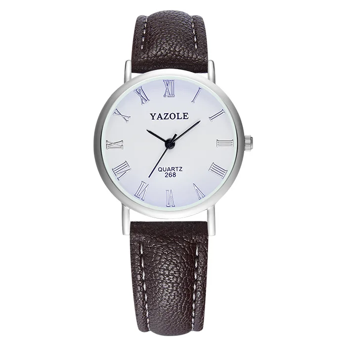 YAZOLE, синие стеклянные часы, женские часы, Дамский бренд, бизнес стиль, кварцевые наручные часы для женщин, часы, женские наручные часы, relogees - Цвет: brown white