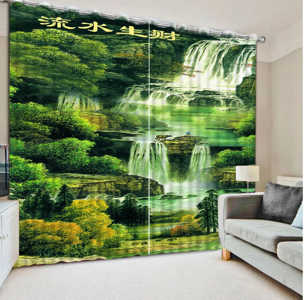 Koop 2018 Hoge kwaliteit Chinese Landschap Afdrukken Gordijnen Woonkamer Slaapkamer Of Hotel Kantoor Muur Raam Behandelingen