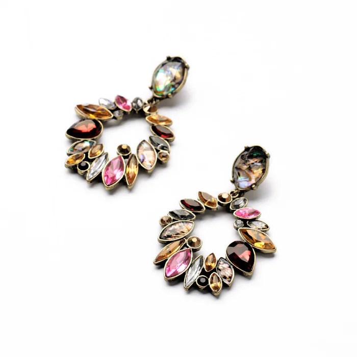 

Bulk Price Mysterious Elegant Fashion Lady Shiny Gold Color Irregular Stone Red Earrings