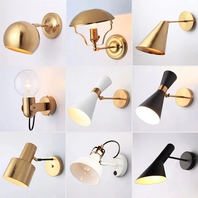 

Nordic Bedroom Bedside Lamp Wall Lamp Simple Modern Aisle Corridor Hotel Golden Background Wall Lamp Creative LED Lamp