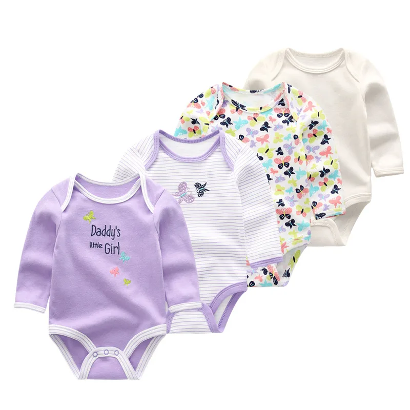 

4 pcs/lot long Sleeve Newborn Baby Bodysuit 0-12M kids Clothing Roupas de bebe Baby Boy Girl clothes set