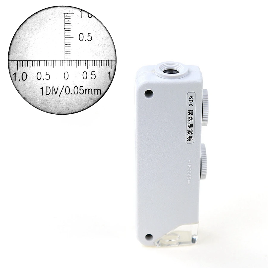 

60x High Power Mini LED Light Pocket Microscope with Scale