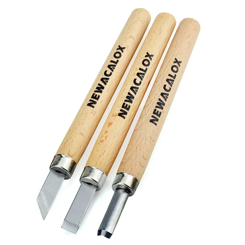 NEWACALOX 12 шт. нож для резьбы по дереву, инструмент для резьбы по дереву, инструмент для деревообработки, хобби, искусство, ремесло, режущий гравер, скальпель, мульти ручка DIY - Цвет: 3pcs  Woodcut Knife