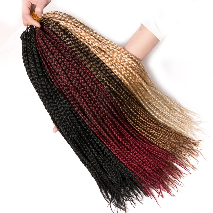 VERVES Box Braids Hair Synthetic 14 inch and 18 inch Crochet Hair Extensions 22 Strands/pack Ombre Braiding Hair Braids 2