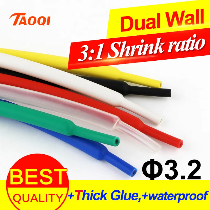 

1meter/lot Heat Shrink Tube 3.2mm Adhesive Lined 3:1 ratio Dual Wall Tubing with Glue Waterproof Wrap Wire Cable kit