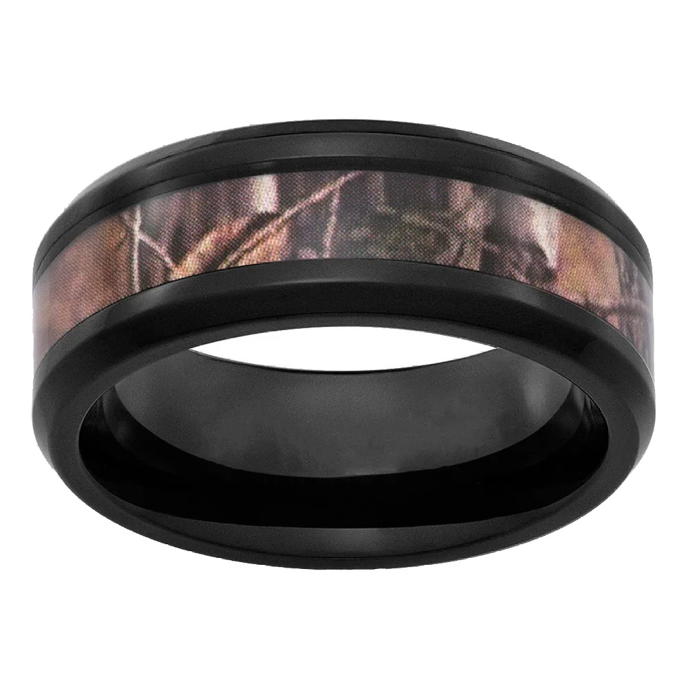 Queenwish-Tungsten-8mm-Oak-Camo-Wedding-Ring-New-Hunting-Camouflage-Forest-Band