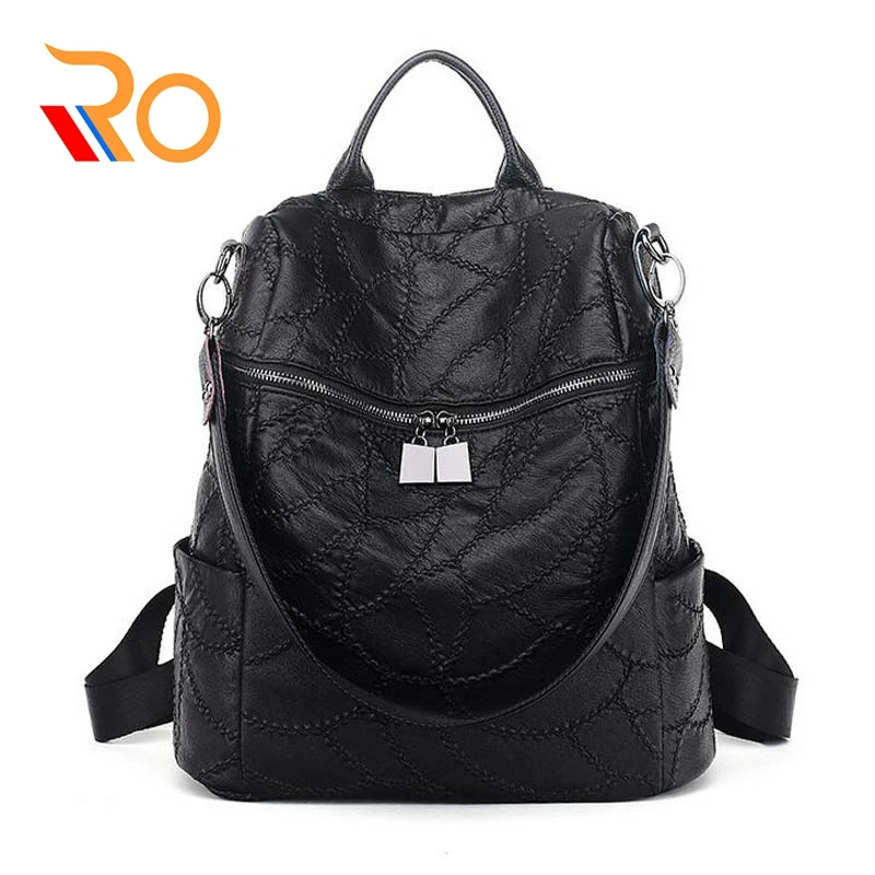 

Famous Brand Backpack Women Backpacks Solid Vintage Girls School Bags For Girls Black Sheep Leather Women Backpack