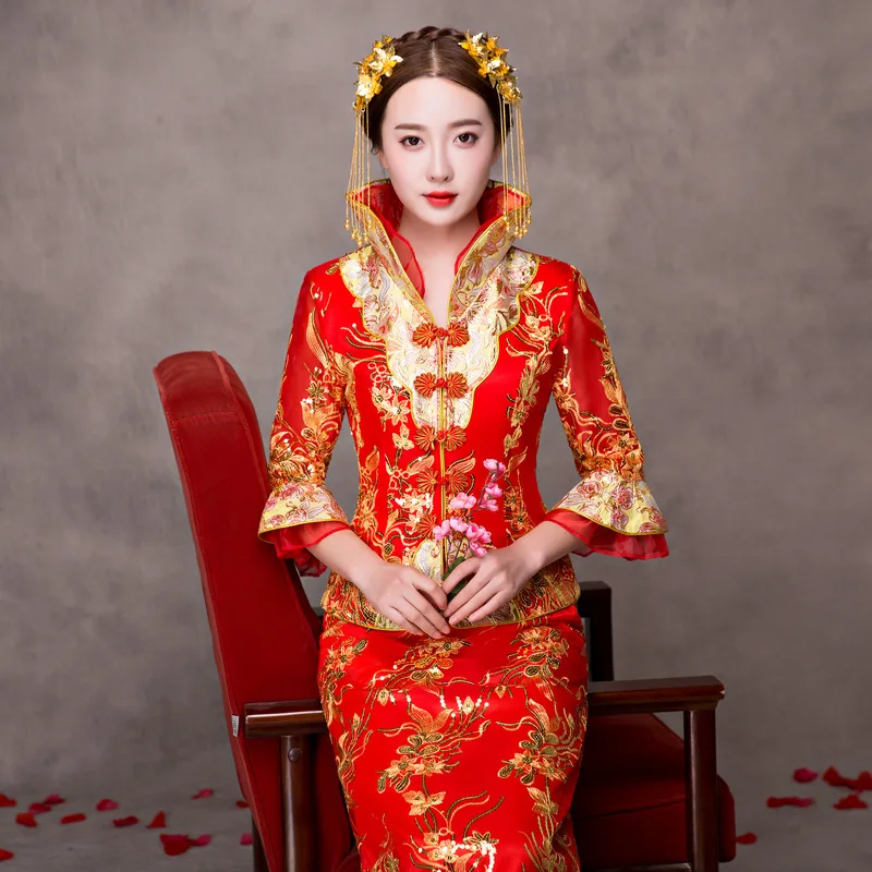 Новое поступление Cheongsam вышитое платье-чанпао женское платье вечернее платье современный китайский свадебное платье невесты традиции Женская Роба в восточном стиле