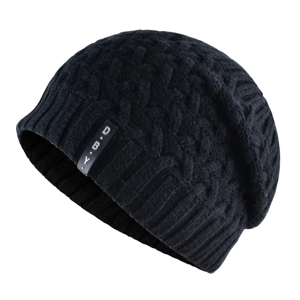 Casual Winter Hats For Men Skullies Double Layer Gorro Men's Knitted