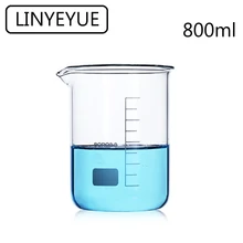 LINYEYUE 800mL Glass Beaker Borosilicate Glass Measuring Cup high temperature resistance Laboratory Chemistry Equipment 3l high borosilicate gg3 3 double wall glass reactor at laboratory equipment manufacturer price