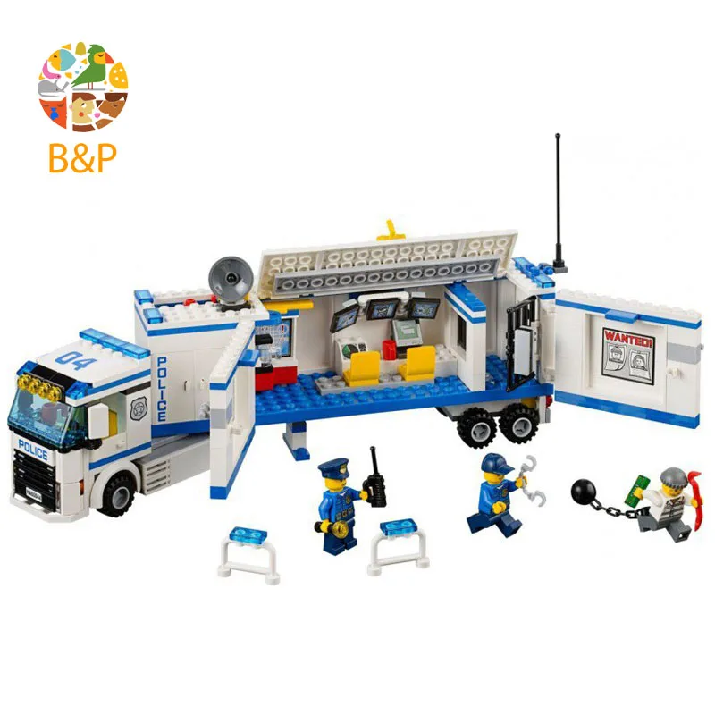 

Legoing Mobile police station 60044 394 Building Blcok set Brick compatible 10420 Toys for children Gift