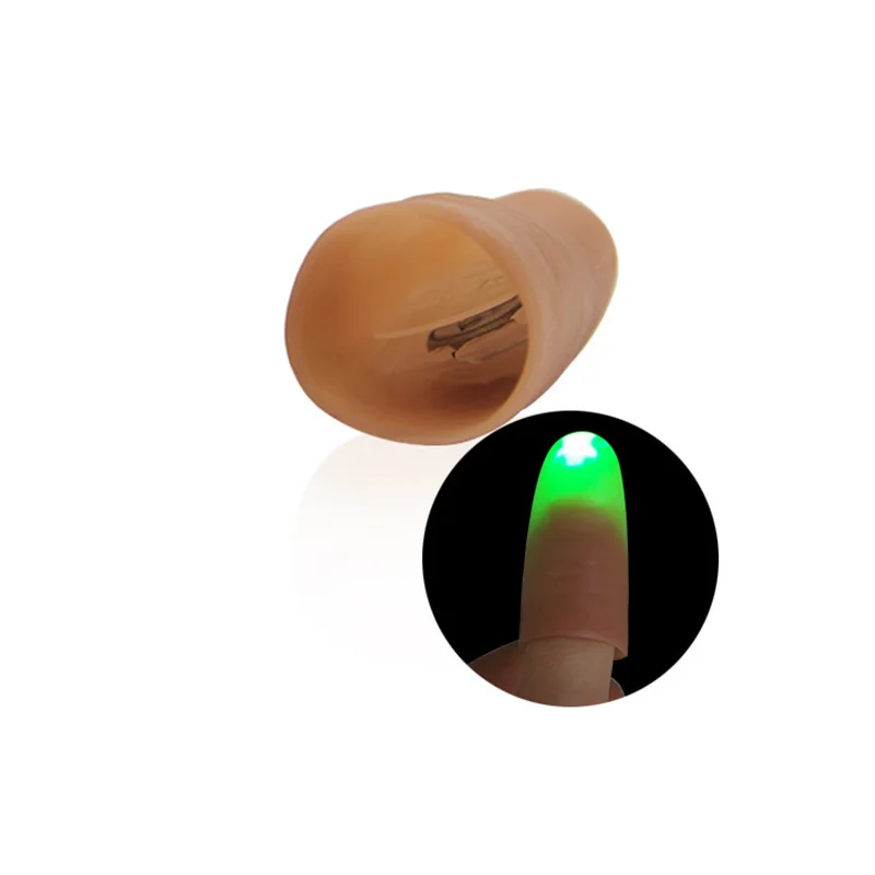 2 шт. большой палец светодиодный светильник Волшебные трюки мигающие пальцы фантастическое свечение Магическая иллюзия, трюк, реквизит игрушки для детей светящиеся подарки - Цвет: Green