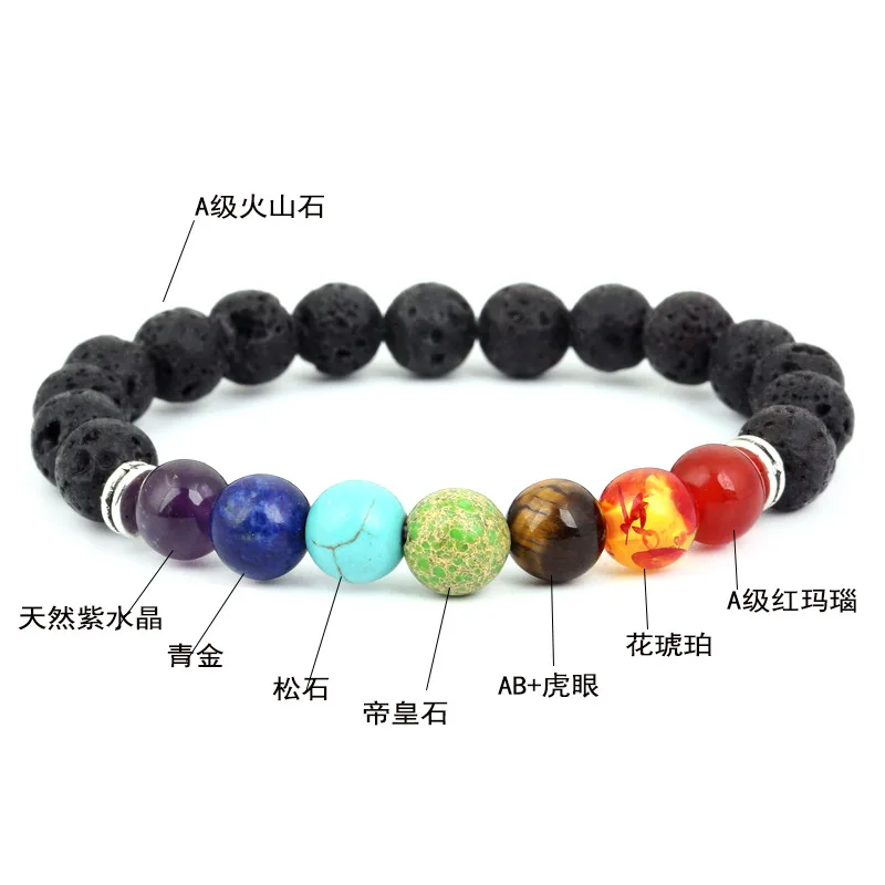 

Love 7 Chakra Lava Stone Diffuser Bracelet Natural Stone Yoga Meditation Healing