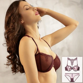 

Summer New Front Closure Lingerie Plus Size Women's Lace Underwear Female Transparent Sexy Bra And Panty Set Brassiere For Lady