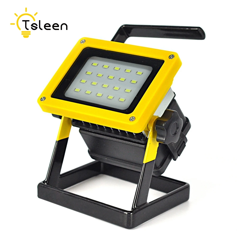 

TSLEEN Led Flood Light Rechargeable Led Floodlight Lithium 18650 Battery 20leds flood Lamp Portable Light Ip65 100-240v+Charger