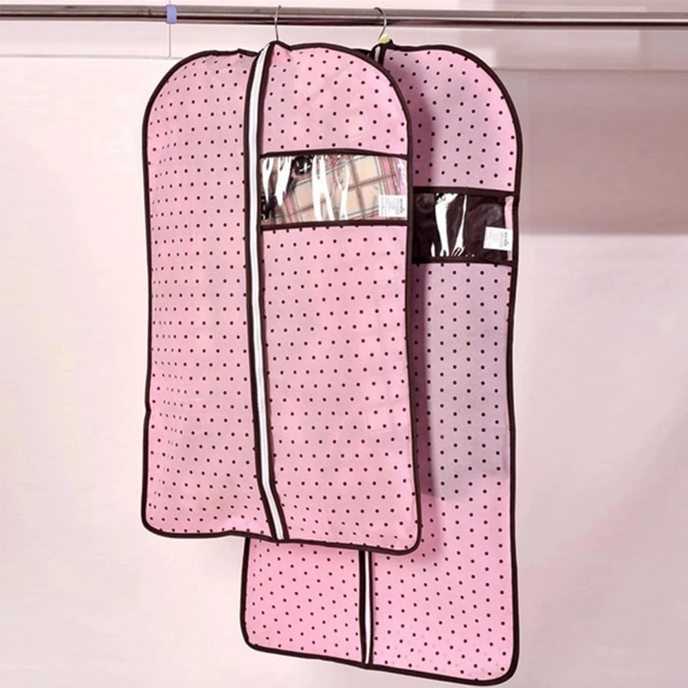 

Dust Proof Transparent Suit Storage Bag Hanging Dress Wardrobe Protector Home Clothes Cover Dot Zipper Non-woven Garment Bag #2