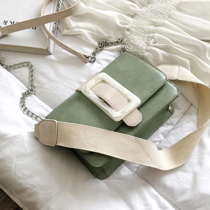 

Contrast color Leather Crossbody Bags For Women 2019 Travel Handbag Fashion Simple Shoulder Messenger Bag Ladies Cross Body Bag