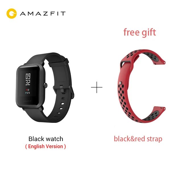 Huami Amazfit Bip Смарт часы Bluetooth gps Спорт монитор сердечного ритма IP68 Водонепроницаемый напоминание о звонках MiFit приложение сигнализация вибрация - Цвет: add red black