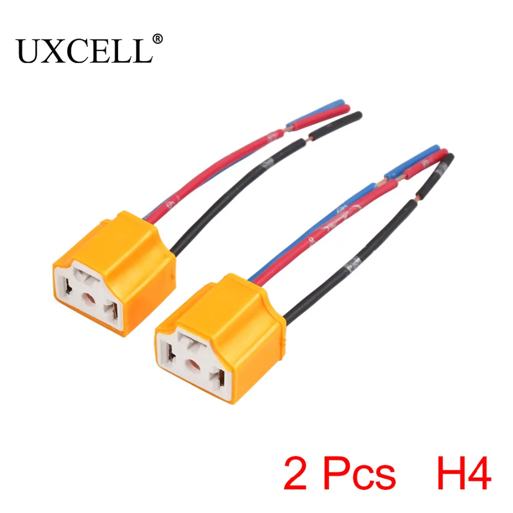 

UXCELL 2 Pcs Yellow Car Ceramics H4 Headlight Connector Lamp Bulb Socket Harness