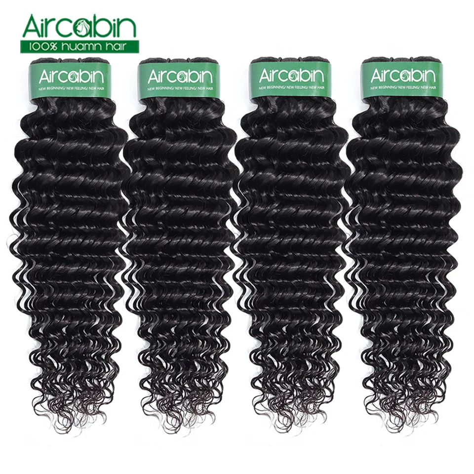 

Aircabin Hair Deep Wave Bundles Peruvian Hair Natural Color 100% Human Hair Bundles Non-Remy Hair Extensions Free Shopping
