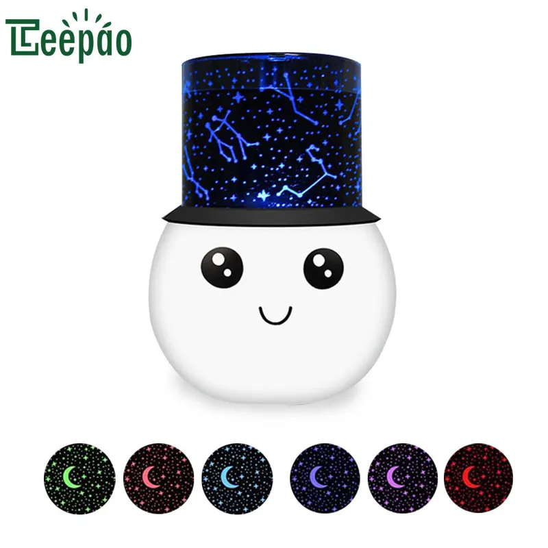 

Cute Snowman Night Light Projector Romantic Starry Sky Star Projection Children Kids Baby Sleep Romantic Led USB Lamp Projection