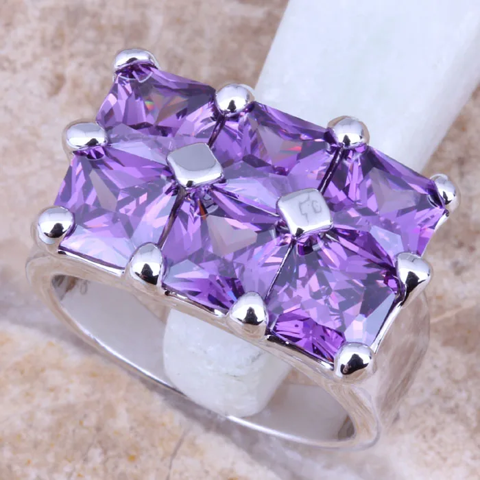 

Alluring Purple Cubic Zirconia 925 Sterling Silver Women's Ring Size 6 / 7 / 8 / 9 R1123