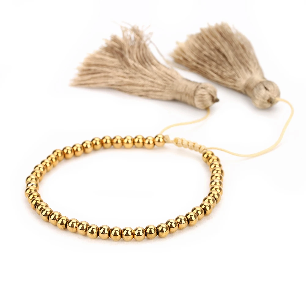 

Go2boho Dropshipping Tassel Bracelets Gold Stainless Steel Bracelet 3 MM Beads Handmade Beaded Adjustable Women Pulsera Gifts