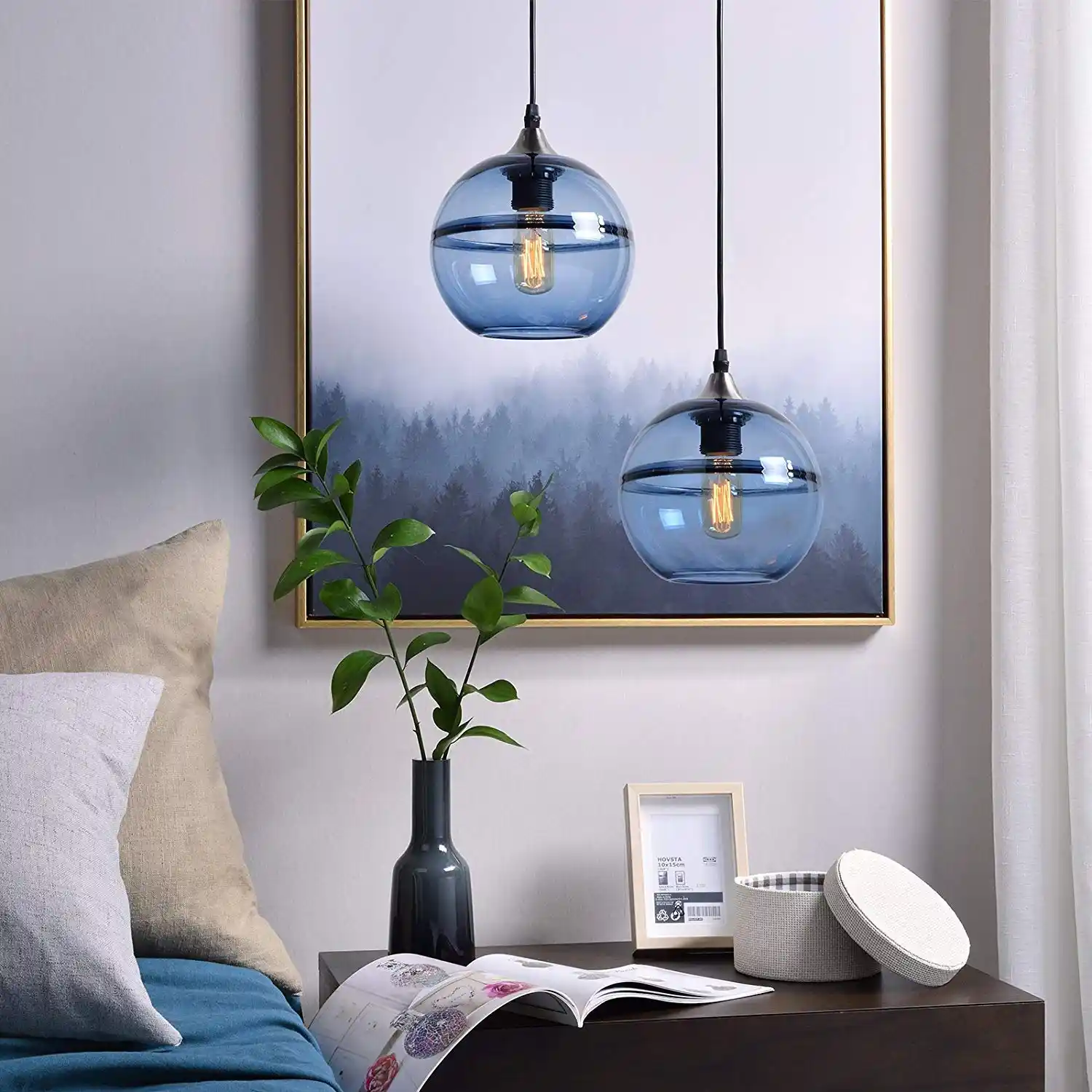 Casamotion Pendant Lights Handblown Glass Drop Optic Glass Shade For Living Dinning Room Hotel Bedroom De Hanging Light Fixtures