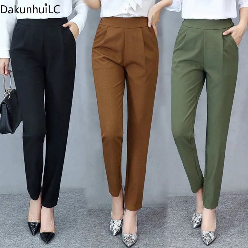 

2019 Spring& Summer New Fashion Women Harem Pants Casual Plus Size Womens Formal Trousers Calf-length Pants S-3XL
