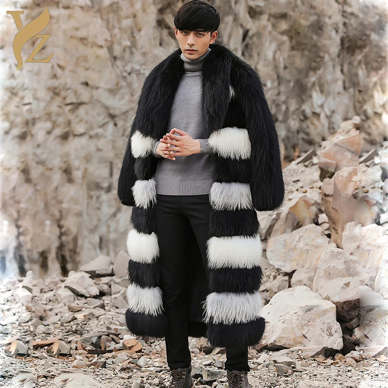X long Real Fur Coats Wholeskin Raccoon Dog Fur Jackets Nature White
