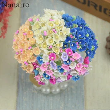 

8pcs/40heads 1cm Mini Paper Rose Flowers Bouquet Wedding Decoration Paper Flower For DIY Scrapbooking Flowers Paper Cheap Flores