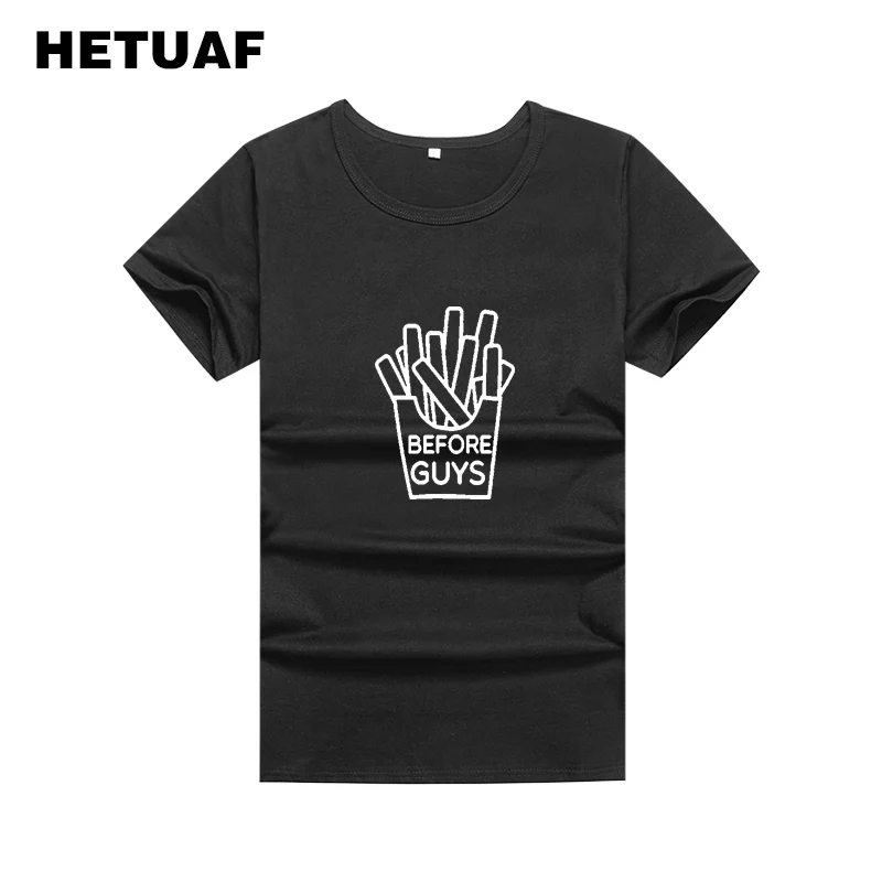 HETUAF надпись &quotFries Before Guys&quot принтовые тройники женские Ulzzang Harajuku футболки Tumblr
