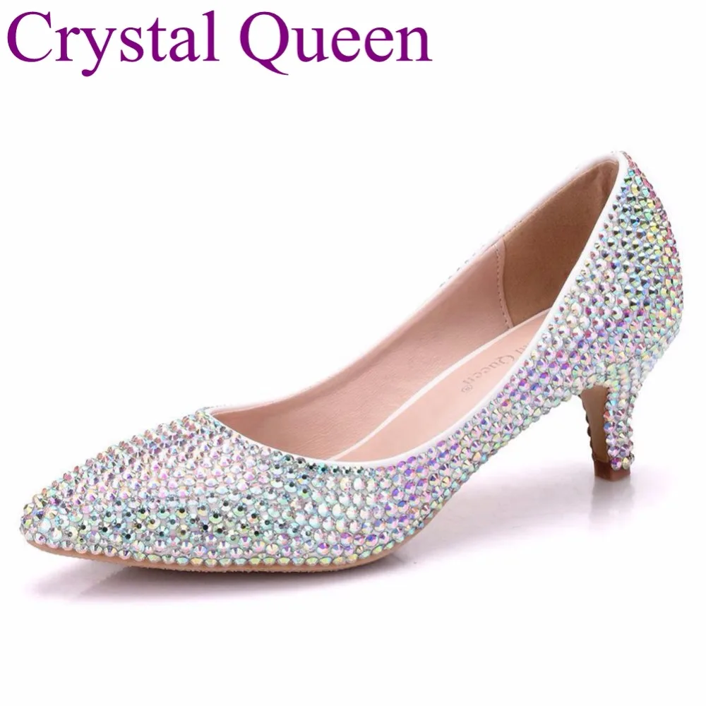 Crystal Queen 5CM Women Pumps Pointed Toe High Heels Fashion Sexy Pumps